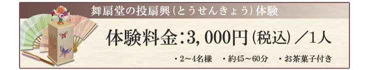 投扇興体験（3,000円／1人）※お茶・お茶菓子付き